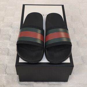 Gucci Pursuit 72 Slide Sandals (M7/W9) Black/Red/Green